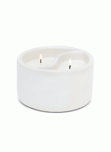 Ароматна соева свещ Падивакс Ин&Ян - бяла керамика - Черна сол и тиково дърво